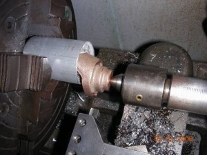 Receiver centered in lathe