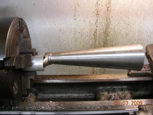 Trial fit of flask to verify fit of thread