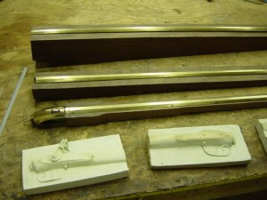 3 barrels being inlet for forestocks - note plaster models of original
