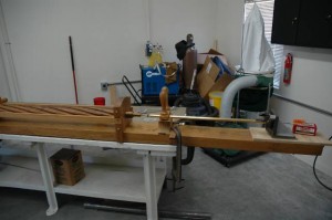 barrel clamped in 18th century rifling machine
