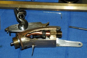 Interior of receiver showing transfer port
